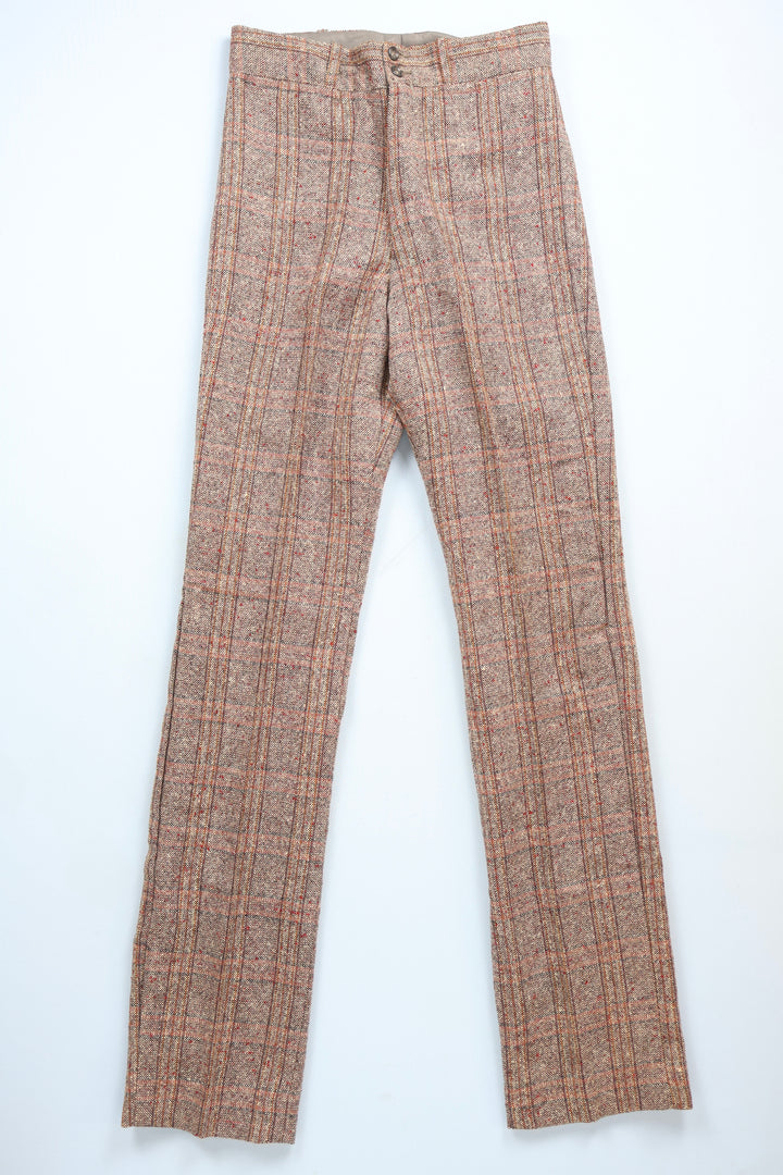 735. 1970s Straight Leg Wool Chequered Trousers