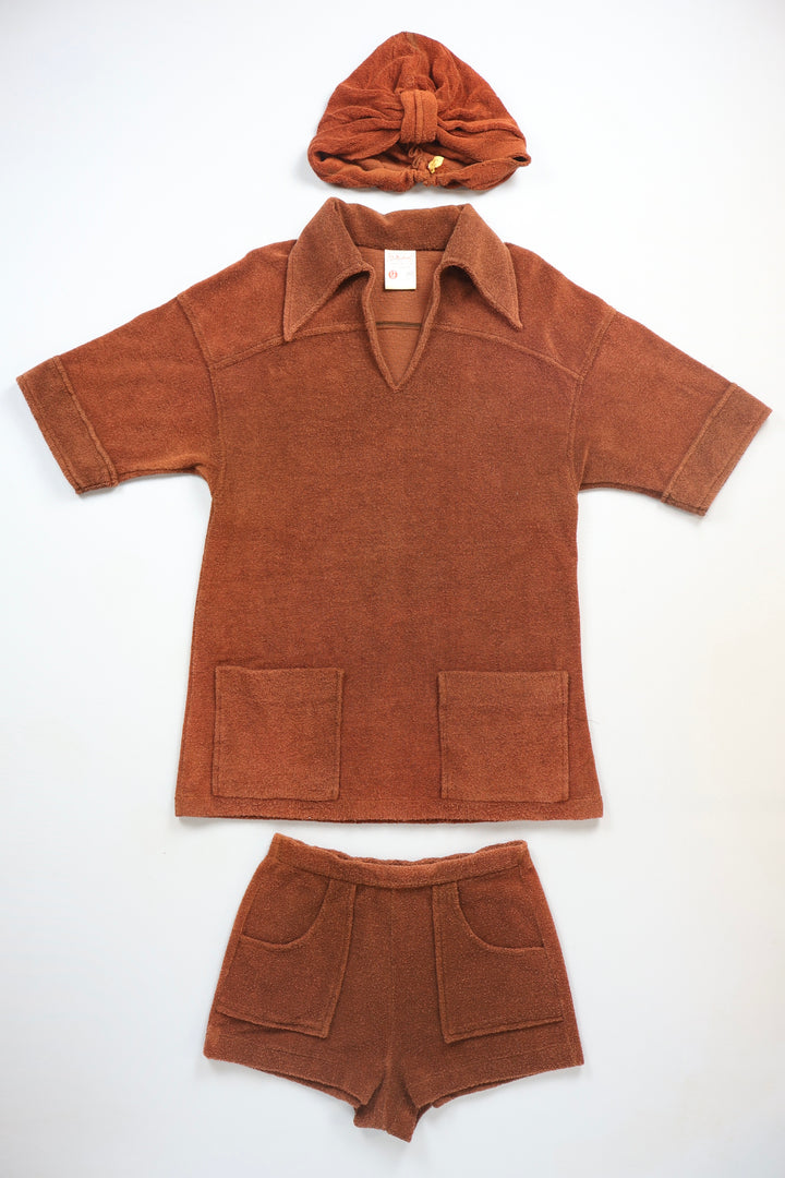 741. 1970s Towling Two Set with Matching Hat