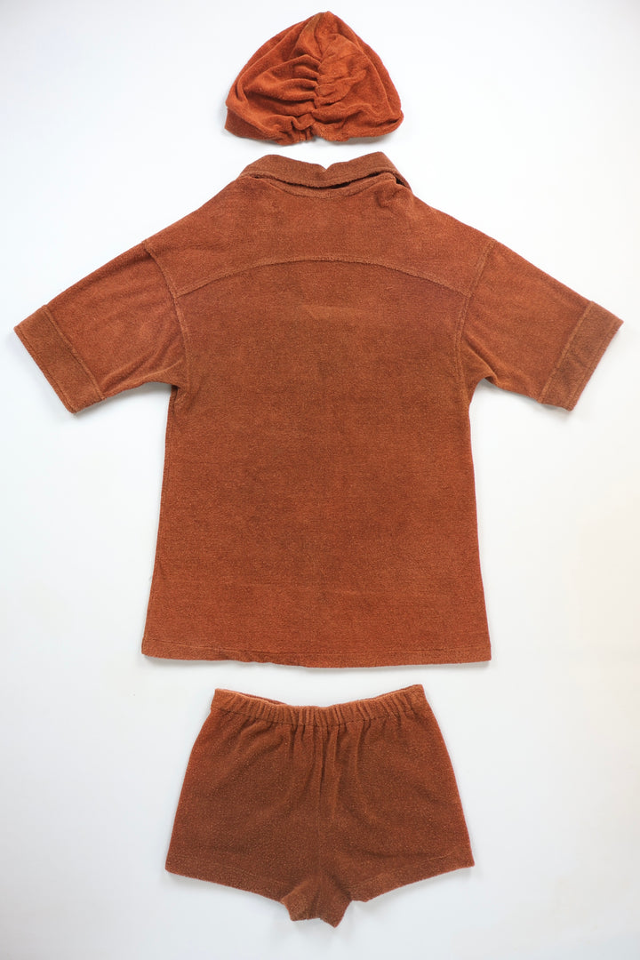 741. 1970s Towling Two Set with Matching Hat