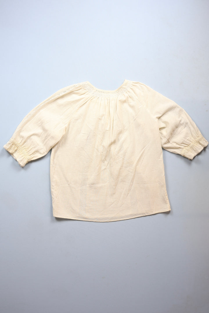 761. 1970s Smocking Blouse with Lace Details