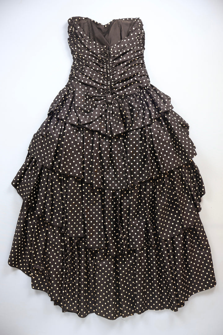 737. 1950's Taffeta Dress with Ruched Bodice