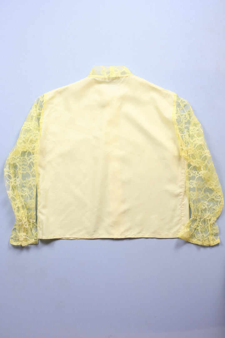 759. Button up Sheered Sleeved Blouse