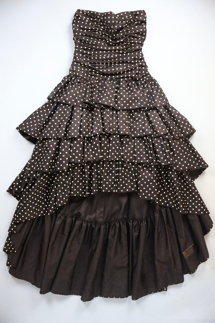 737. 1950's Taffeta Dress with Ruched Bodice