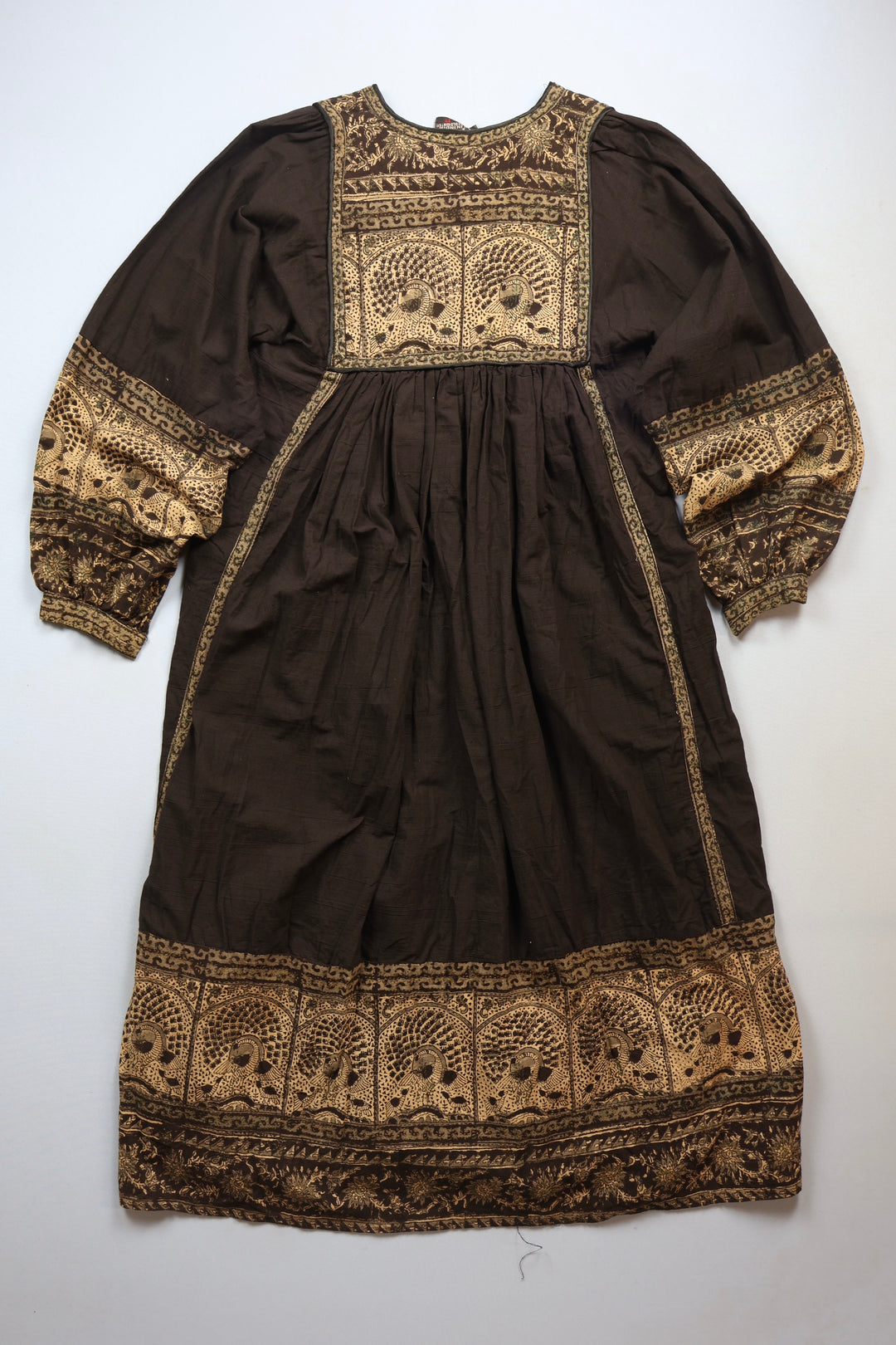 754. Indian Cotton Peacock Print Dress
